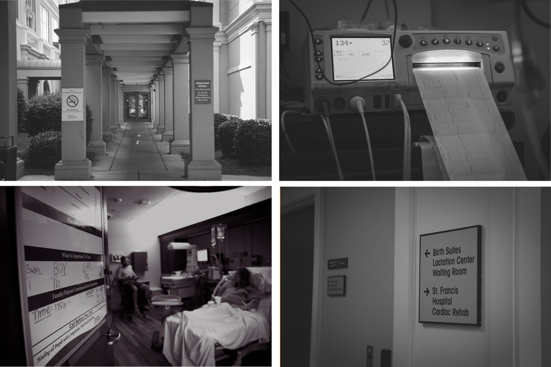 Black and white detail photos of a hospital - birth story - charleston, sc
